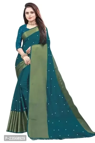 Vragi Newly Launched Casual Wear Mirror Work Saree With Unstitched Blouse Piece For Womens (Firozi)