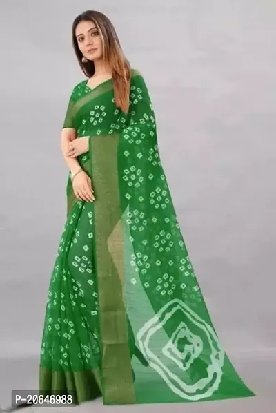 Beautiful Cotton Green Saree with Blouse piece-thumb0