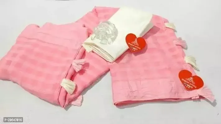 Beautiful Cotton Pink Saree with Blouse piece