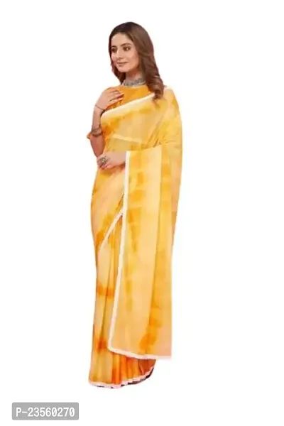 Vragi Casual Wear White Border Murga Sequence Saree With-Unstitched Blouse Piece [Yellow]