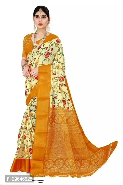 Beautiful Cotton Mustard Saree with Blouse piece