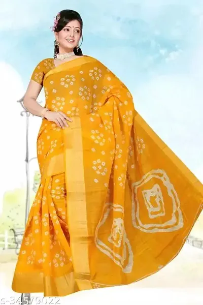 Cotton Bandhani Printed Sarees with Blouse piece