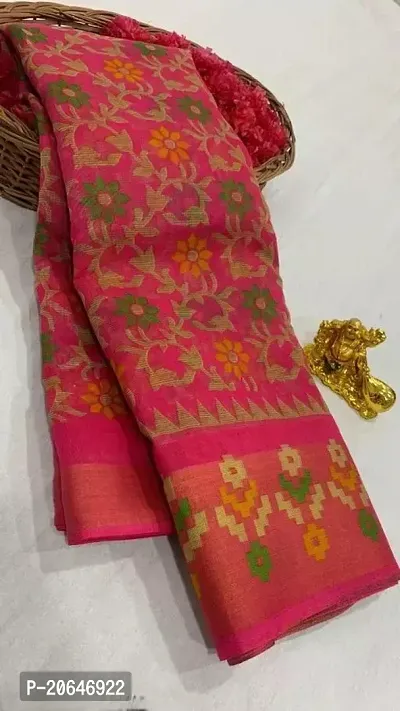 Beautiful Cotton Pink Saree with Blouse piece