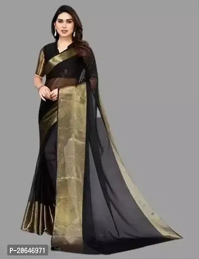 Beautiful Chiffon Black Saree with Blouse piece