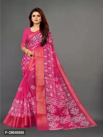 Beautiful Cotton Pink Saree with Blouse piece