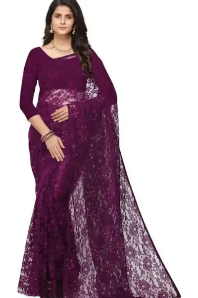 Trendy Net Bollywood Jacquard Sarees With Blouse Piece