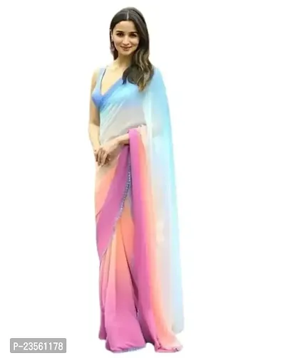 Vragi Women's Casual Wear Multicolur Silk Saree With Unstitched Blouse Piece