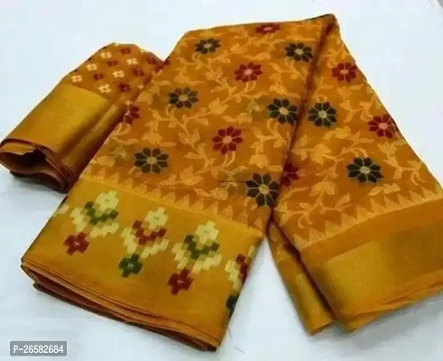 Fancy Cotton Saree With Blouse Piece For Women