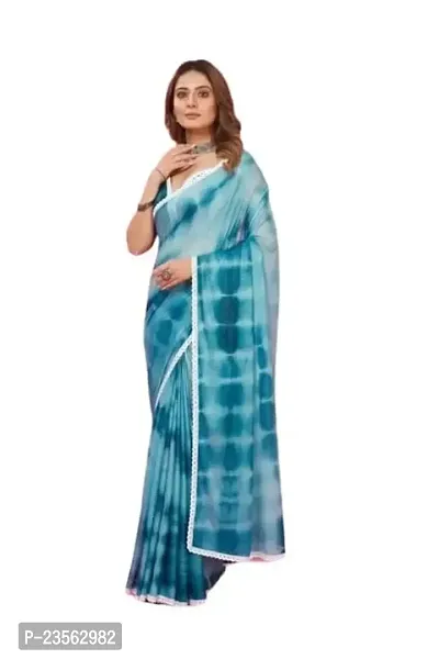 Vragi Casual Wear White Border Murga Sequence Saree With-Unstitched Blouse Piece [Sky Blue]