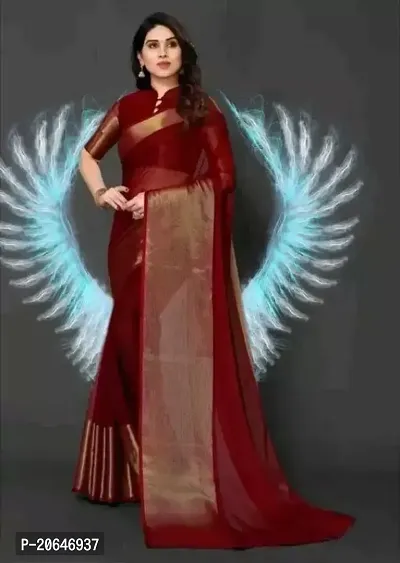 Beautiful Chiffon Maroon Saree with Blouse piece-thumb0