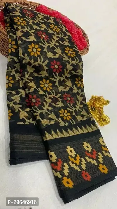 Beautiful Cotton Black Saree with Blouse piece