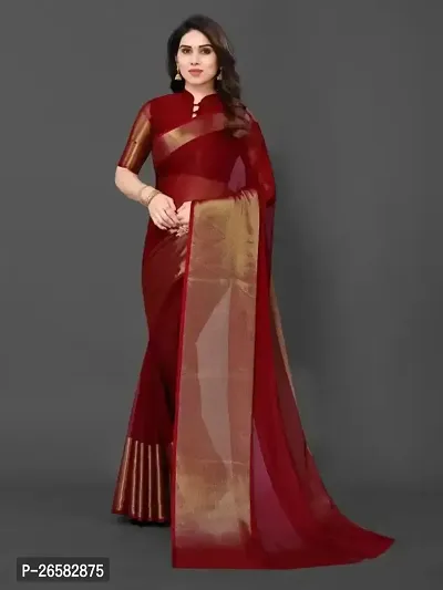 Fancy Chiffon Saree With Blouse Piece For Women-thumb0