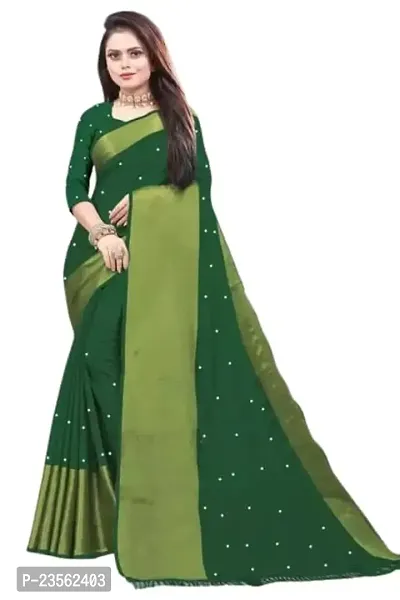 Vragi Newly Launched Casual Wear Mirror Work Saree With Unstitched Blouse Piece For Womens (Green)