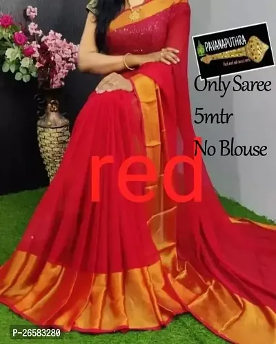 Fancy Chiffon Saree With Blouse Piece For Women-thumb0