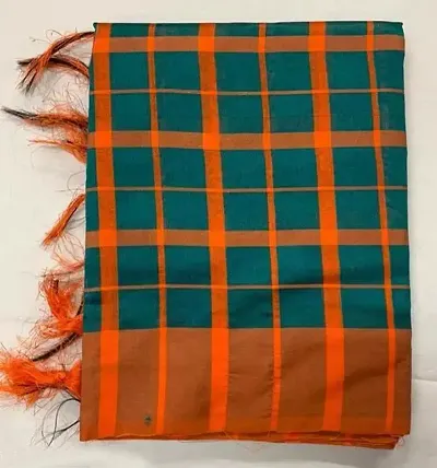 Cotton Silk Checked Sarees with Blouse piece