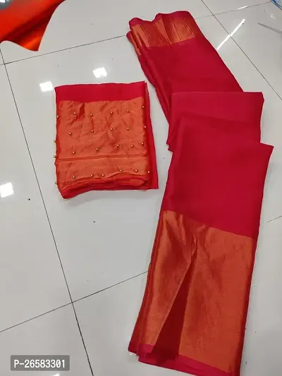 Fancy Chiffon Saree With Blouse Piece For Women-thumb0