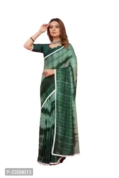 Vragi Casual Wear White Border Murga Sequence Saree With-Unstitched Blouse Piece [Green]-thumb0