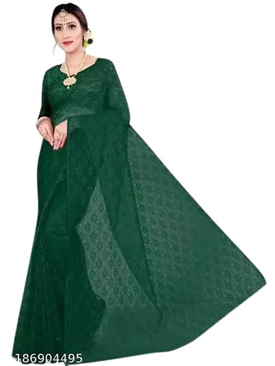 Vragi Women's Party Wear Net-Saree With Unstitched Blouse Piece