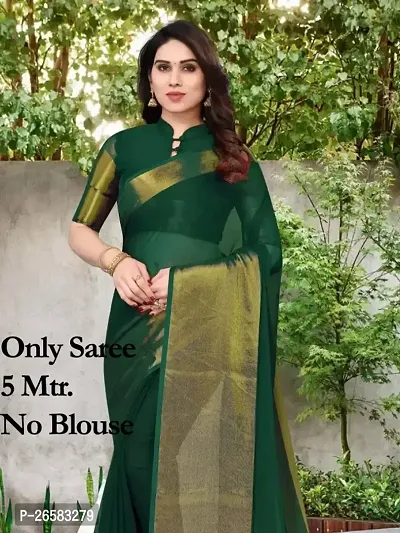 Fancy Chiffon Saree With Blouse Piece For Women-thumb0