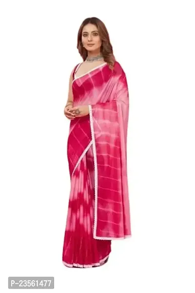 Vragi Casual Wear White Border Murga Sequence Saree With-Unstitched Blouse Piece [Pink]