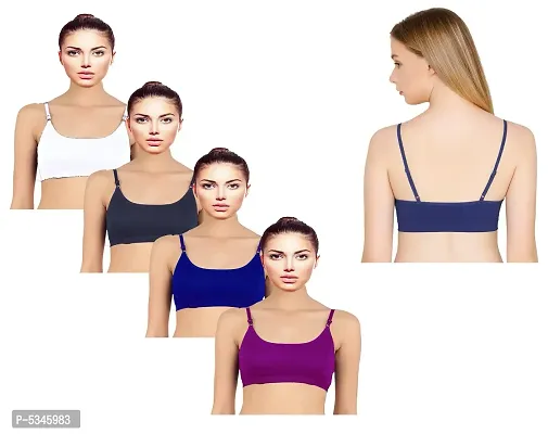 Women Multicoloured Cotton Sports Bras (pack of 4)-thumb0