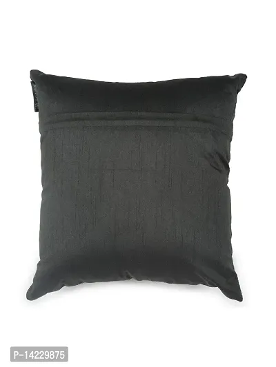 ROMEE Polyester Jute Solid Plain Cushion Cover 16 inch x 16 inch, Set of 5 - Black-thumb3