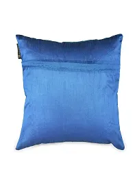 ROMEE Jute Synthetic Solid Cushion Covers (Blue, 16x16-inch) - Set of 5-thumb2