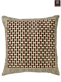 ROMEE Soft Chenille Geometric Throw Pillow/Cushion Covers 16x16 Set of 5 - Maroon-thumb1