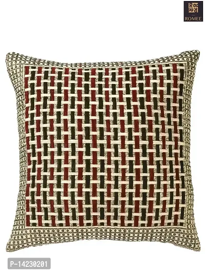 ROMEE Soft Chenille Geometric Throw Pillow/Cushion Covers 16x16 Set of 5 - Maroon-thumb2