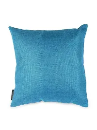 ROMEE Jute Synthetic Solid Cushion Covers (Blue, 16x16-inch) - Set of 5-thumb1