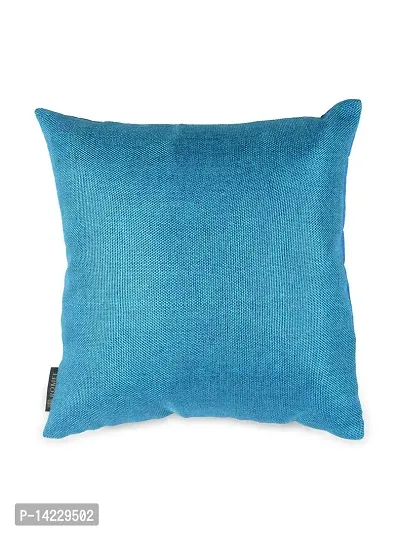 ROMEE Jute Synthetic Solid Cushion Covers (Blue, 16x16-inch) - Set of 5-thumb2