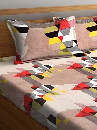 ROMEE 144TC Geometric Printed Cotton Queen size Double Bedsheet with 2 Pillow Covers - Multicolor-thumb2