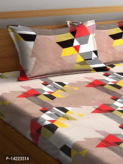 ROMEE 144TC Geometric Printed Cotton Queen size Double Bedsheet with 2 Pillow Covers - Multicolor-thumb3