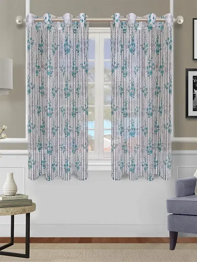 ROMEE Experience Designer Luxury with Stylish  Modern Floral Semi Transparent Window Curtains 5 Feet Long Set of 2 - Designed Curtain For Living Room, Bed Room (Polyester Net Curtains, Turquoise Blue)