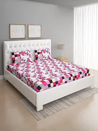 ROMEE Floral Printed Cotton Bedsheets Double Bed Size Queen - White  Pink | Best for Diwali Gift-thumb2