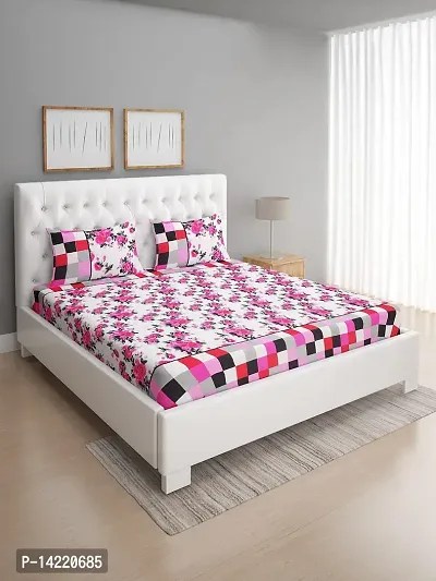 ROMEE Floral Printed Cotton Bedsheets Double Bed Size Queen - White  Pink | Best for Diwali Gift-thumb3