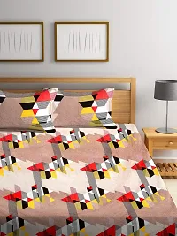 ROMEE 144TC Geometric Printed Cotton Queen size Double Bedsheet with 2 Pillow Covers - Multicolor-thumb1