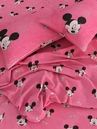 ROMEE Pink Mickey Mouse Printed Cotton Double Bedsheet with 2 Pillow Covers | Best for Diwali Gift-thumb2