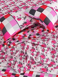 ROMEE Floral Printed Cotton Bedsheets Double Bed Size Queen - White  Pink | Best for Diwali Gift-thumb3