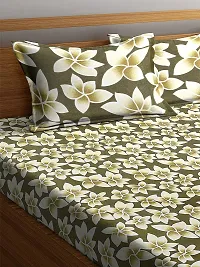 ROMEE 144 TC Premium Floral Modern Style Polycotton Flat Luxurious Beautiful Soft Comfort Designer Floral Pattern 1 Double Size Bed Bedsheet (224 cm x 242 cm) and 2 Pillow Covers (43 cm x 68 cm) - (Green)-thumb2