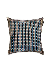 ROMEE Soft Chenille Geometric Throw Pillow/Cushion Covers 16x16 Set of 5 - Turquoise Blue-thumb1