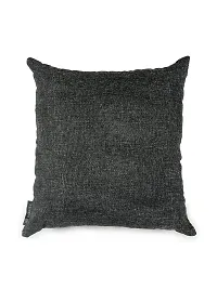 ROMEE Polyester Jute Solid Plain Cushion Cover 16 inch x 16 inch, Set of 5 - Black-thumb1