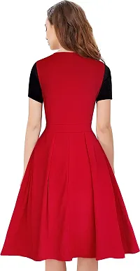 Stylish Multicoloured Lycra Solid Fit And Flare Dress For Women-thumb1