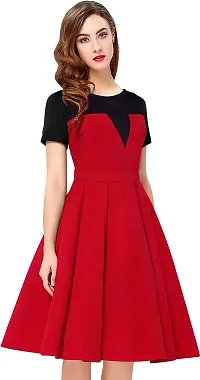 Stylish Multicoloured Lycra Solid Fit And Flare Dress For Women-thumb2