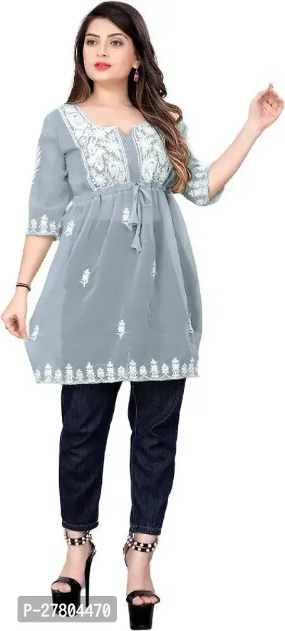 Stylish Georgette Stitched Kurta For Women-thumb0