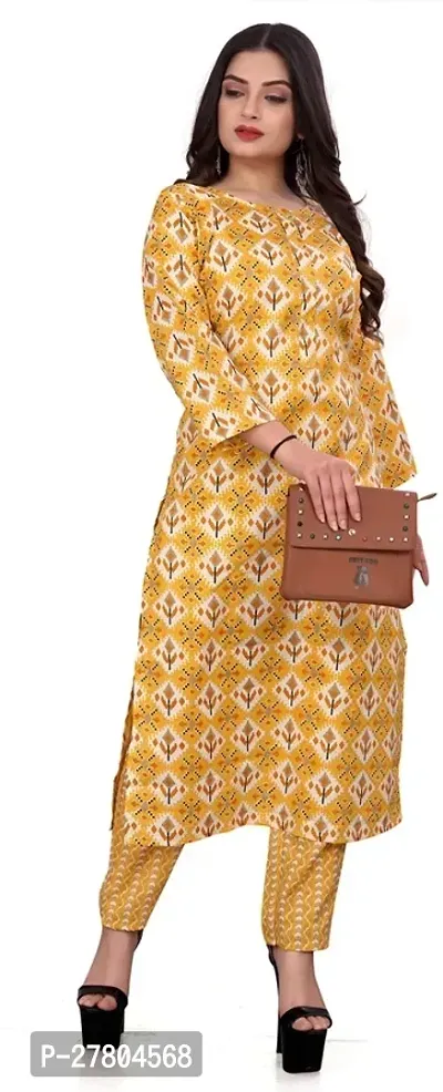 Stylish Cotton Blend Kurta With Pant For Women-thumb0