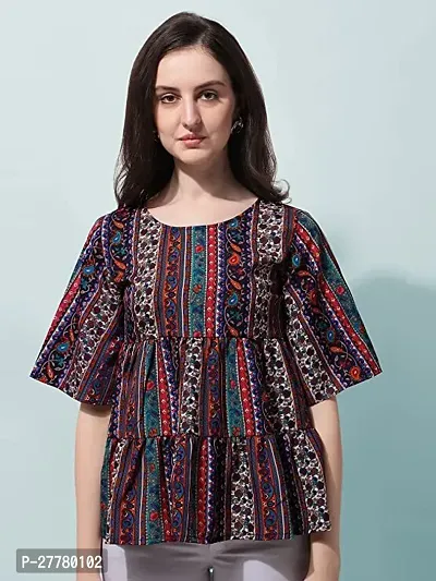 Fancy Multicoloured Crepe Printed Top For Women