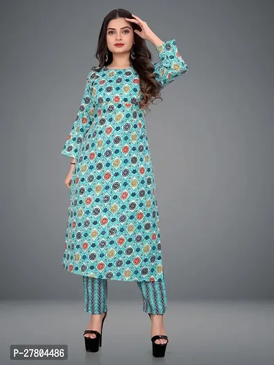 Stylish Cotton Blend Kurta With Pant For Women-thumb0