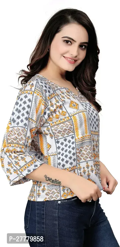 Fancy Multicoloured Polyester Printed Top For Women