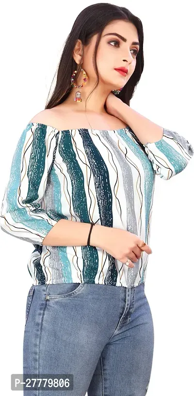 Fancy Multicoloured Crepe Printed Top For Women-thumb0